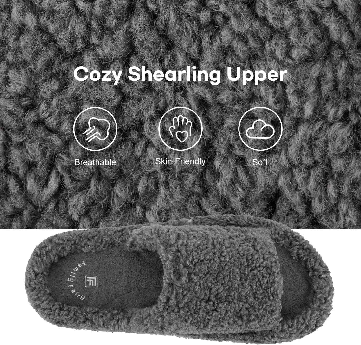 FamilyFairy Women's Fuzzy Slippers Comfy Open Toe Memory Foam House Shoes for Indoor Outdoor