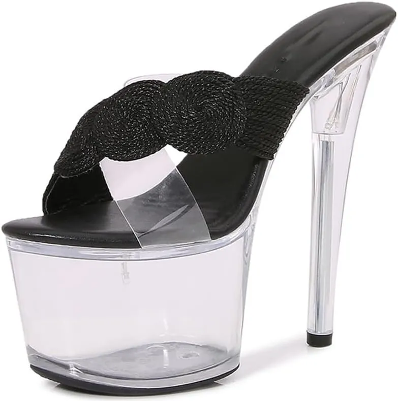 F&A LOVING Women's Clear Platform Sandal 6.5in Stiletto Slip onOpen Toe Heel