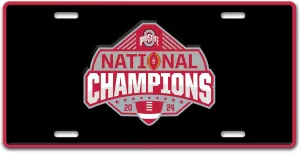 Fanmats Ohio State University Buckeyes - 2024-25 College Football National Champions - Official NCAA Stainless Steel Metal License Plate - Easy Installation, Flat Design in Iconic OSU School Colors
