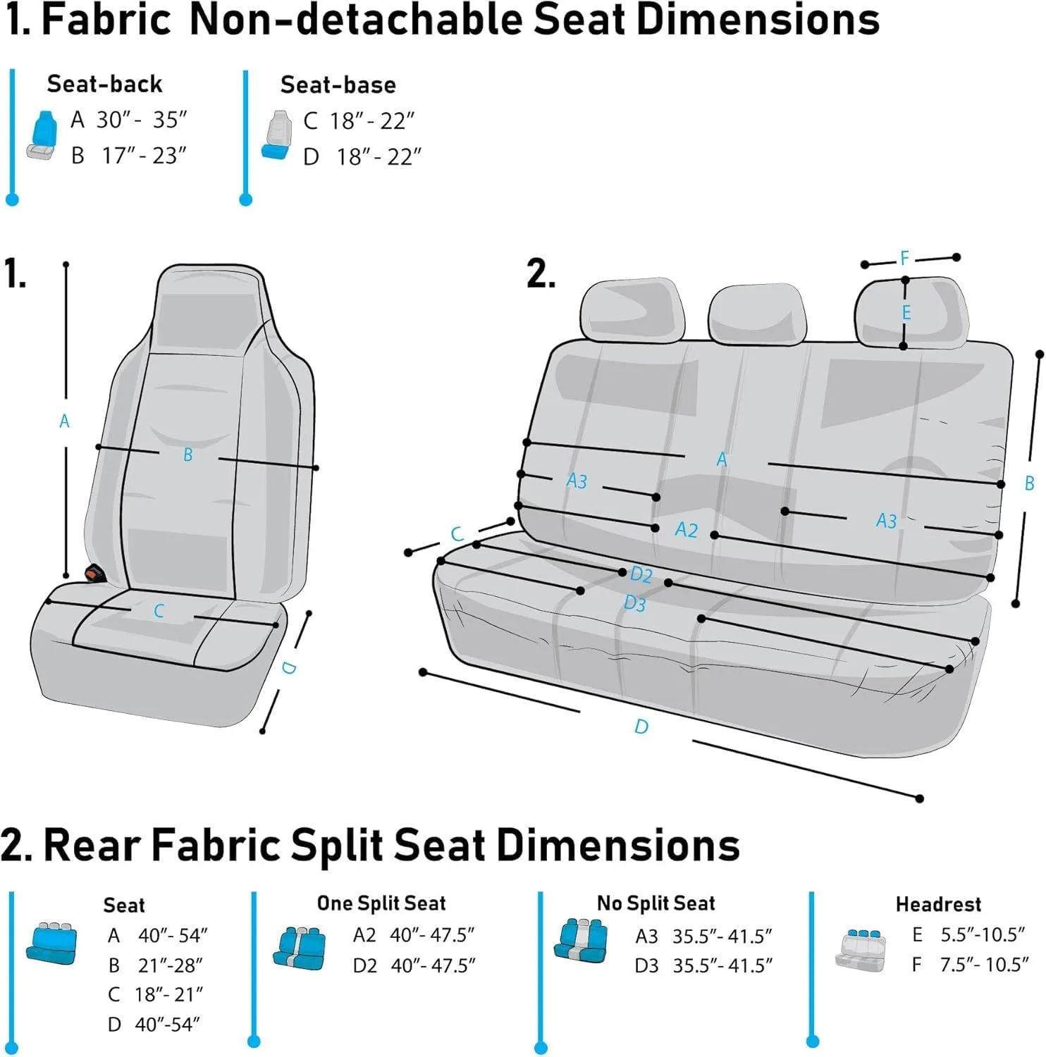 FH Group Three Row 7 Seater - Premium Modernistic Seat Covers - Fit Most Car, Truck, SUV, & Van Beige/Black