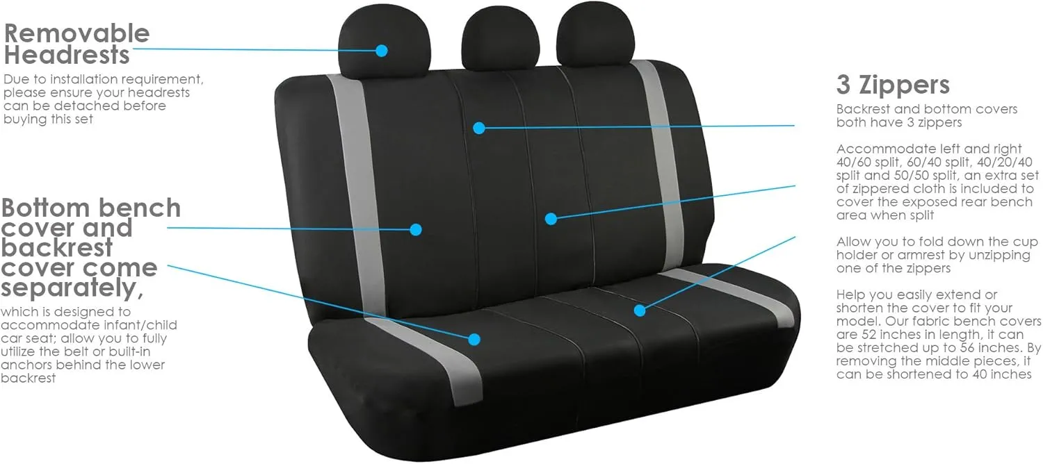 FH Group Three Row 7 Seater - Premium Modernistic Seat Covers - Fit Most Car, Truck, SUV, & Van Beige/Black