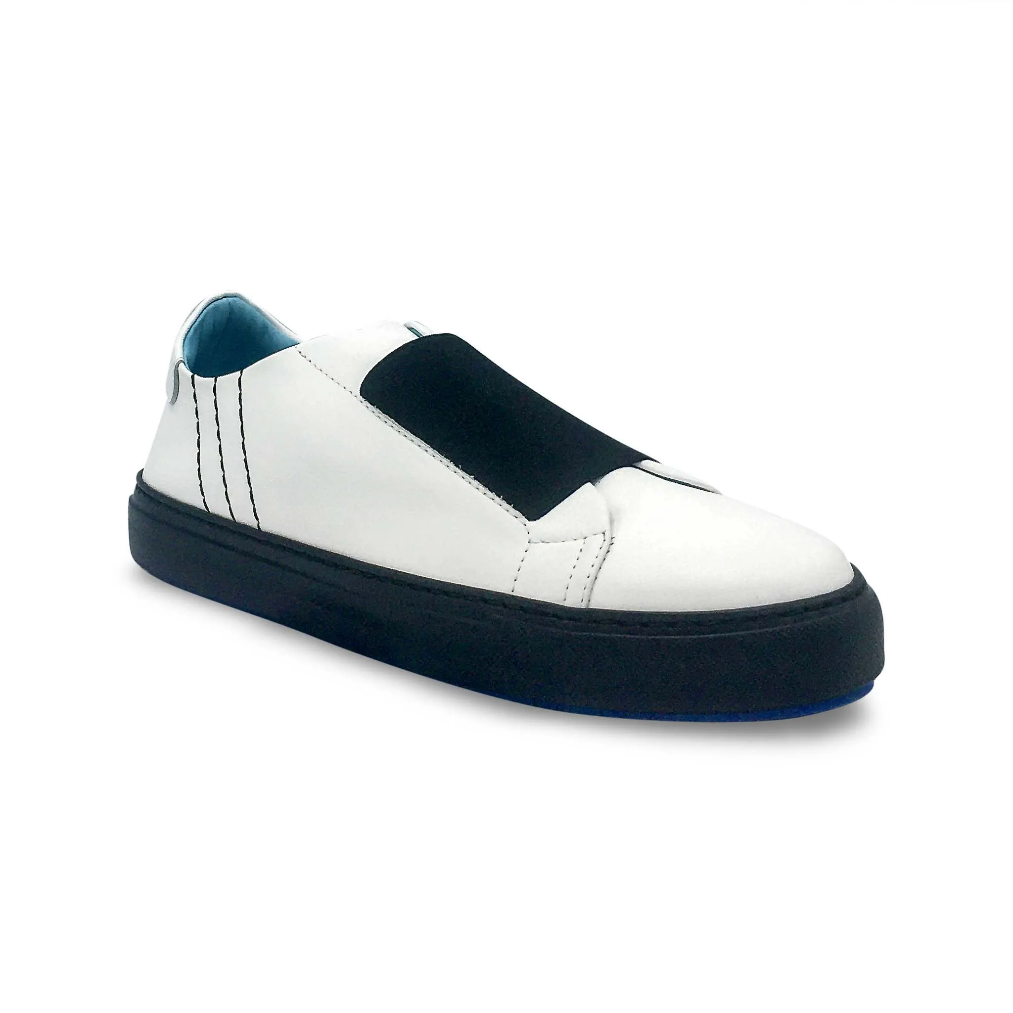 Fifty-12 Men's Baldovino K0002S95 White Leather with Black Elastic Shoe