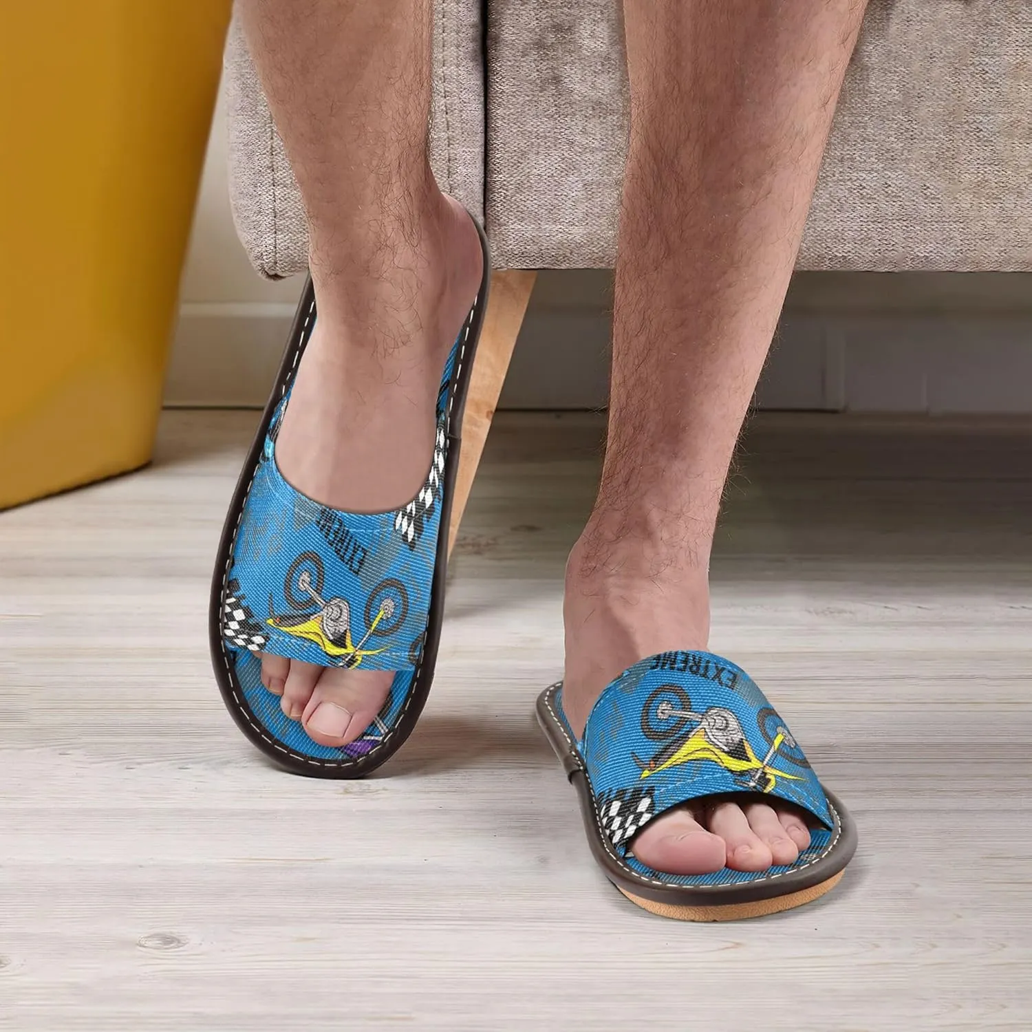 Fisyme Slippers for Women Men Slip-On Open Toe Indoor Outdoor House Shoes Home Slipper