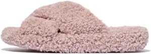 FitFlop Women's Iqushion D-Luxe Padded Teddy Cross Slides Wedge Sandal