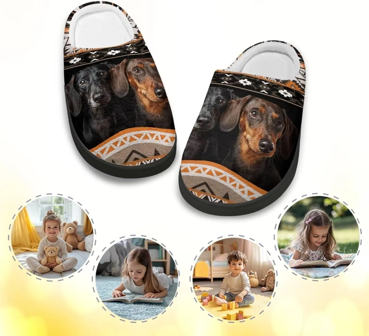 Flannel Slippers for Kids, Closed Toe Fluffy Slippers for Winter, Comfy Soft Home Slippers for Walking