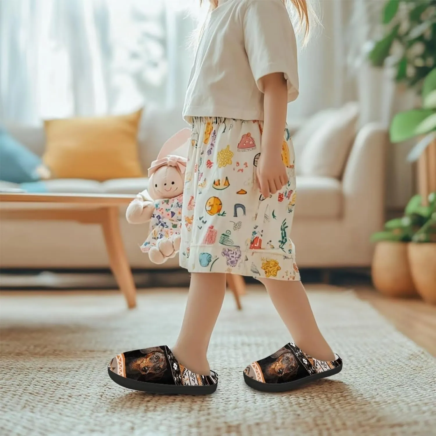 Flannel Slippers for Kids, Closed Toe Fluffy Slippers for Winter, Comfy Soft Home Slippers for Walking