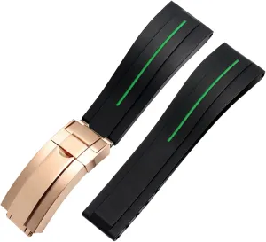 Flat End 20mm 21mm Rubber Silicone Watch Bands For any brand Watch stainless steel Folding buckle Strap Brand Watchband Sports