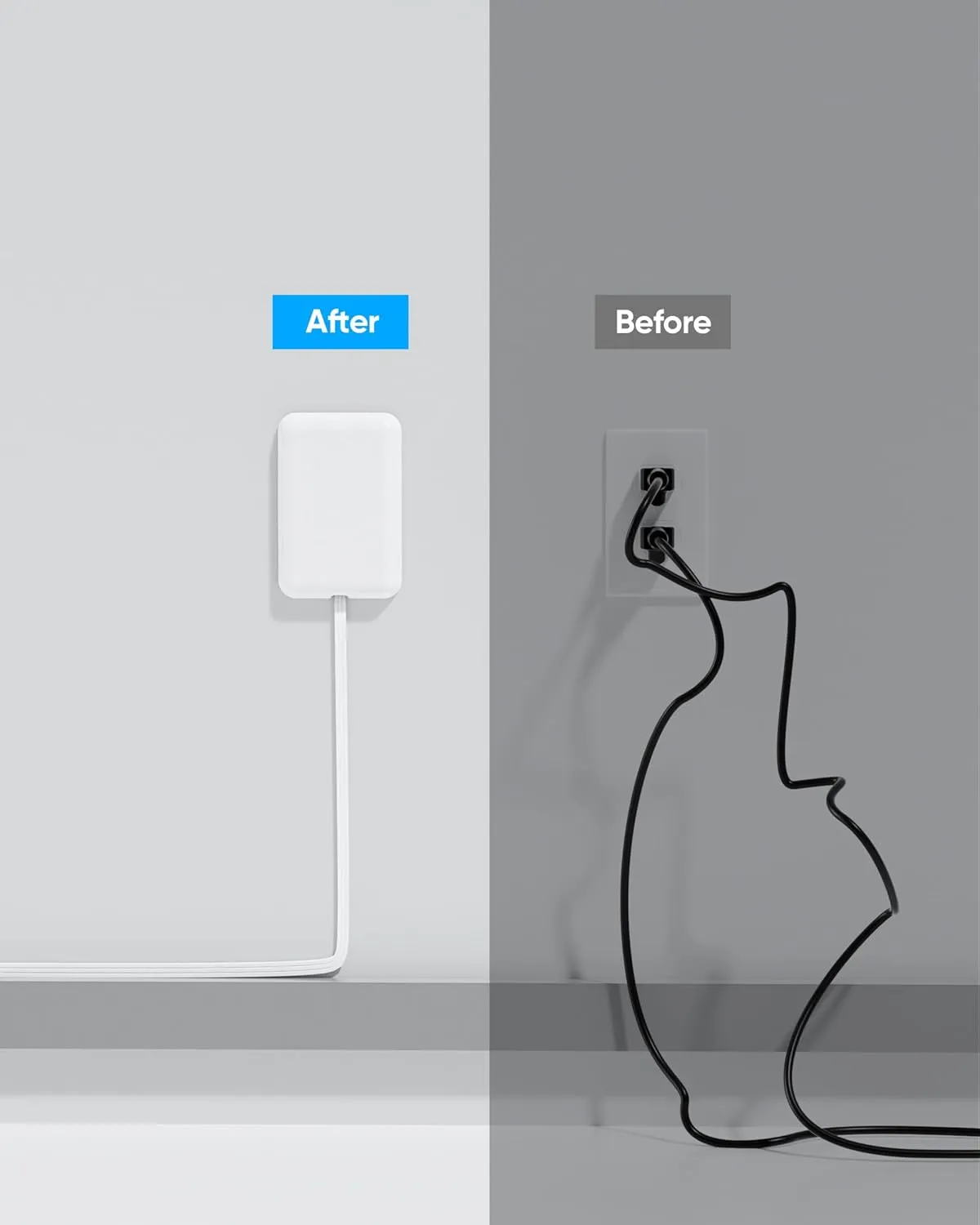 Flat Extension Cord with Outlet Cover, Flat Plug Power Strip with 6 Outlets and 3 USB Ports, 2000 Joules Surge Protector, 6 FT Cord Hidden Outlet Extender for Tight Spaces