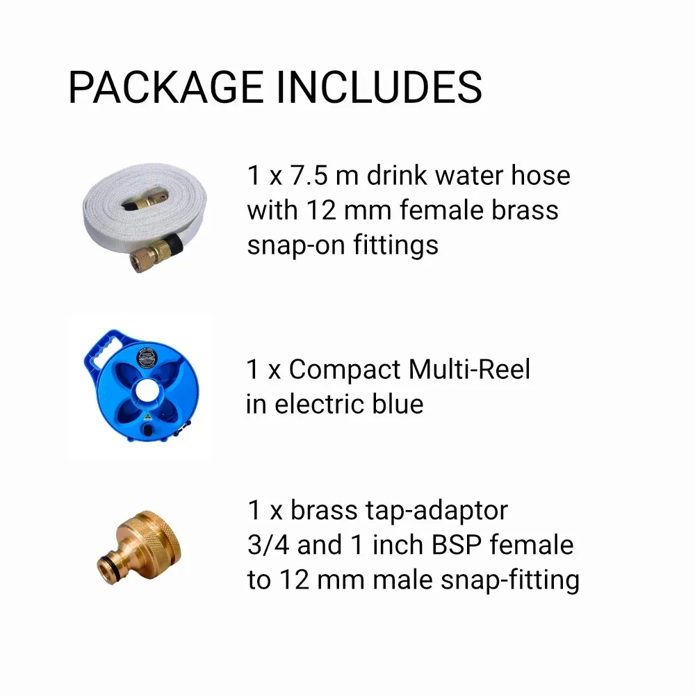 FLAT OUT HOSES - 7.5m Drink Water Hose Compact Multi Reel