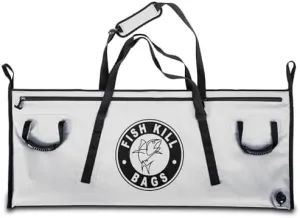 Flat PVC Tarpaulin Insulated Fish Cooler Kill Bag for Fishing with Easy Grip and Carry Handles, 3 Sizes