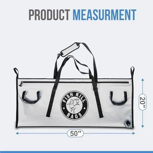 Flat PVC Tarpaulin Insulated Fish Cooler Kill Bag for Fishing with Easy Grip and Carry Handles, 3 Sizes