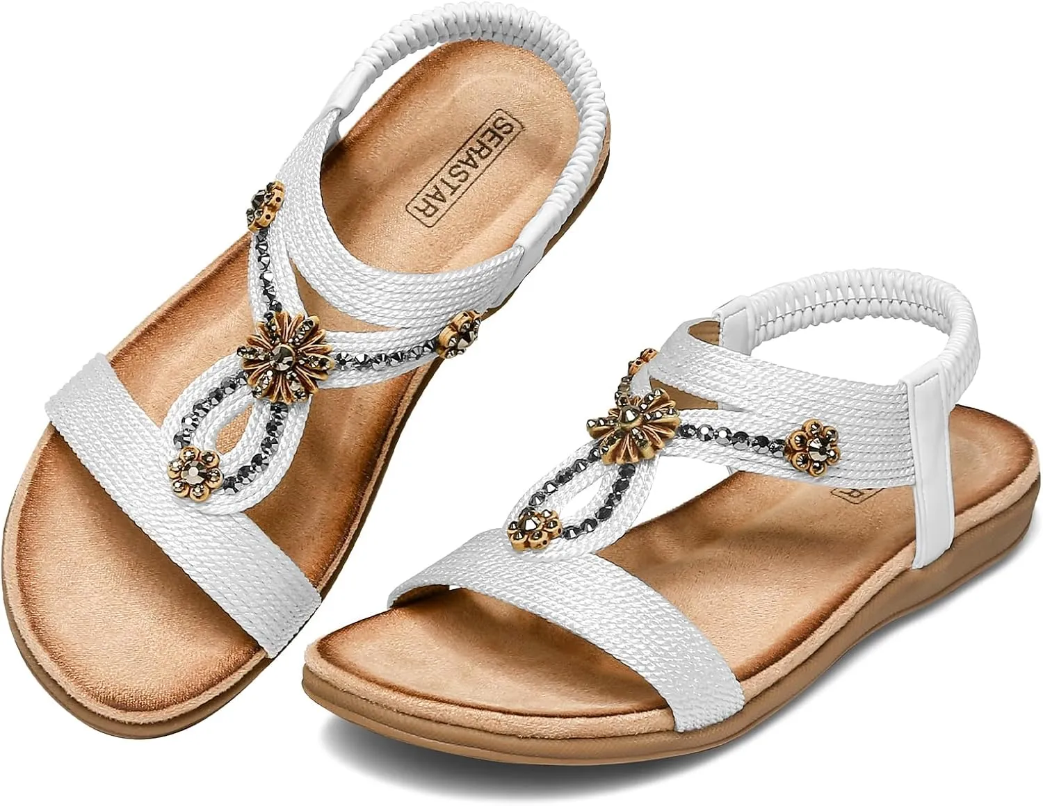 Flat Sandals for Women Dressy - Comfortable Walking Summer Slip on Womens Sandal