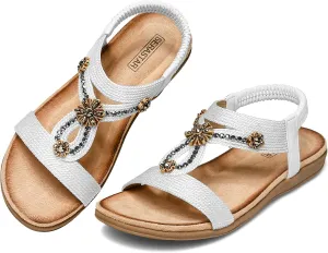 Flat Sandals for Women Dressy - Comfortable Walking Summer Slip on Womens Sandal