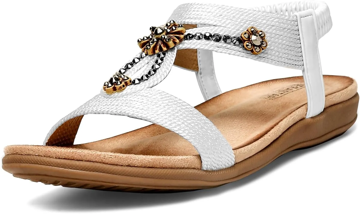 Flat Sandals for Women Dressy - Comfortable Walking Summer Slip on Womens Sandal