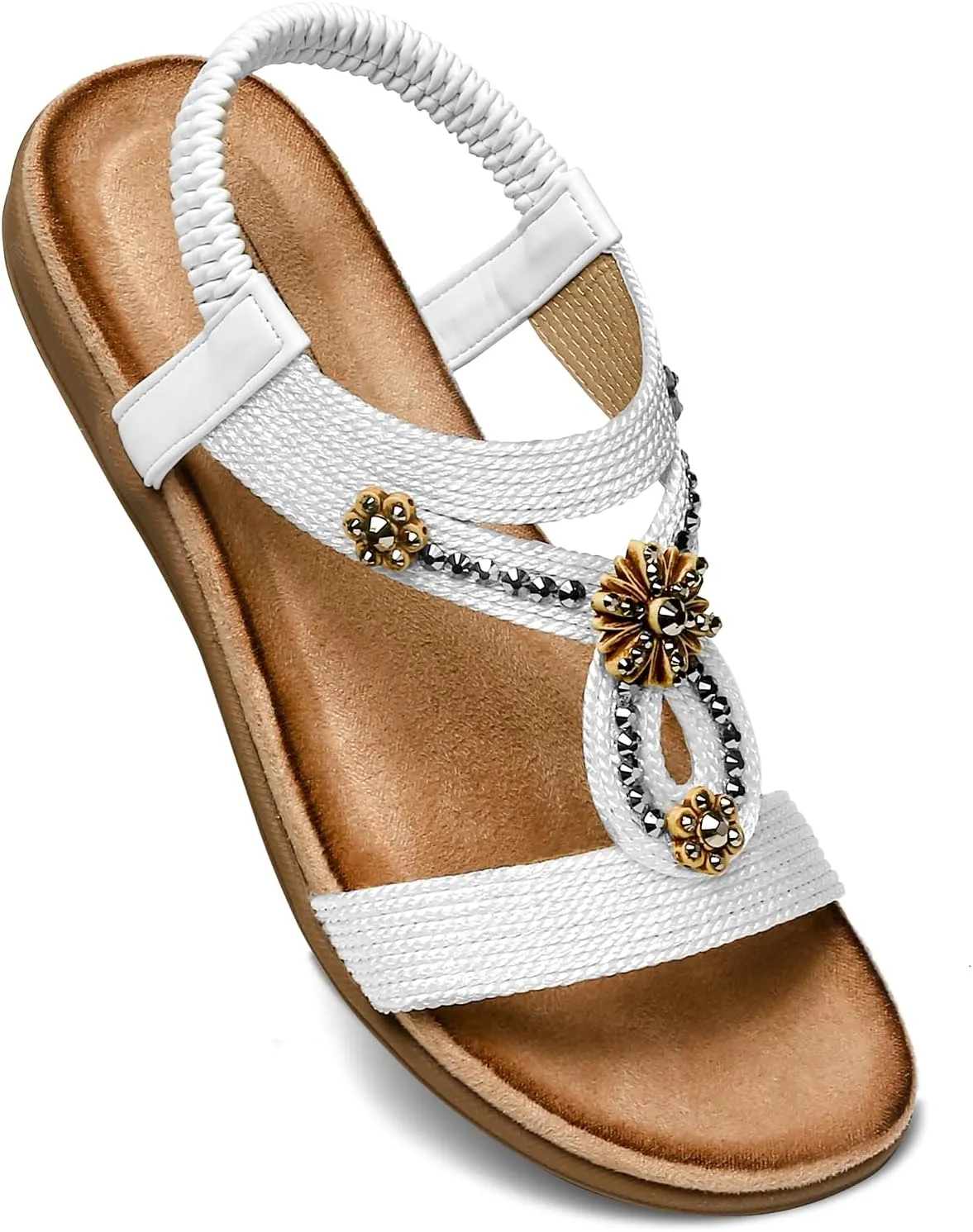 Flat Sandals for Women Dressy - Comfortable Walking Summer Slip on Womens Sandal