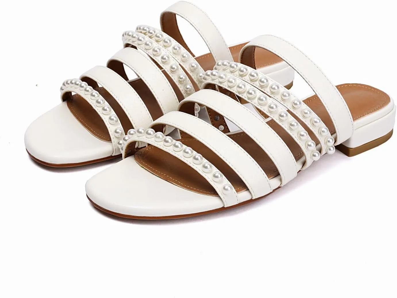 Flat Sandals for Women Summer Comfortable Bridal Slippers Pearl Sandals