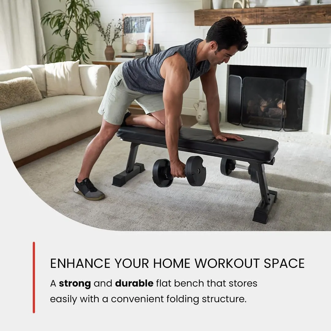 Flat Weight Bench for Your Home Gym – Heavy Duty Workout Bench for Bench Press and Strength Training Exercise – Compact Weight Benches Designed for Home Use