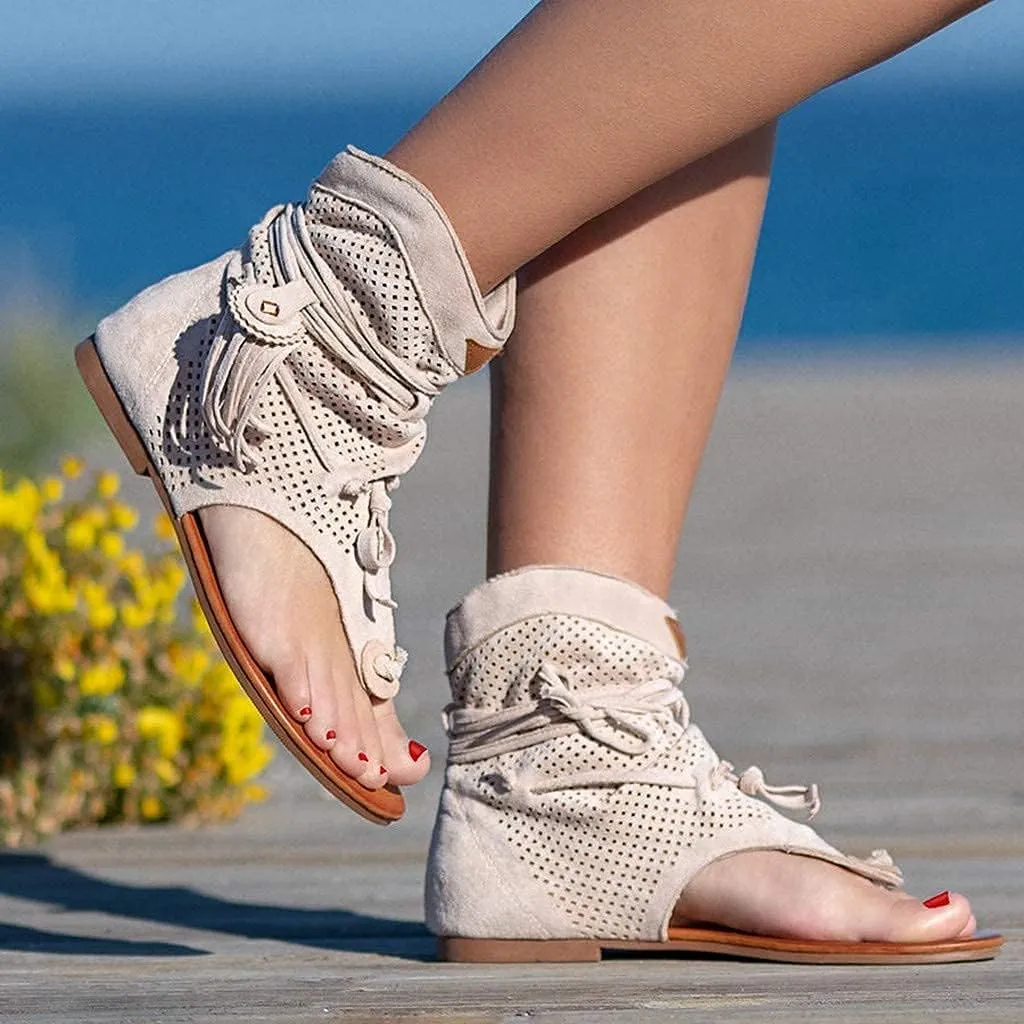 Flip Flops Sandals Fringes Thong Flats Shoes For Women Suede Tassels Womens Retro Casual Tassel Sandals