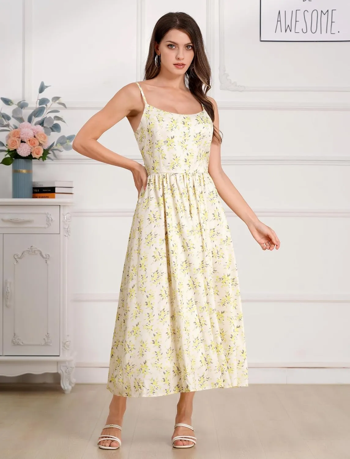 Floral Corset Dress Solid Long Dress Low Cut Dress Open Back Summer Dress