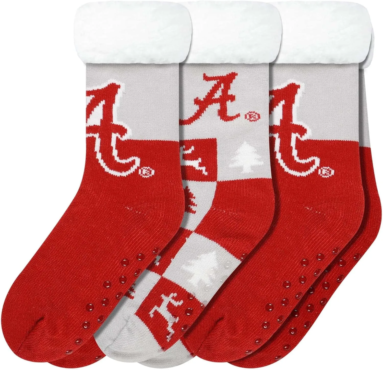 FOCO Alabama Crimson Tide NCAA Womens Fan Footy 3 Pack Slipper Socks