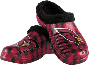 FOCO Men's NFL Team Logo Sherpa Lined Buffalo Check Shoes Slipper Clogs