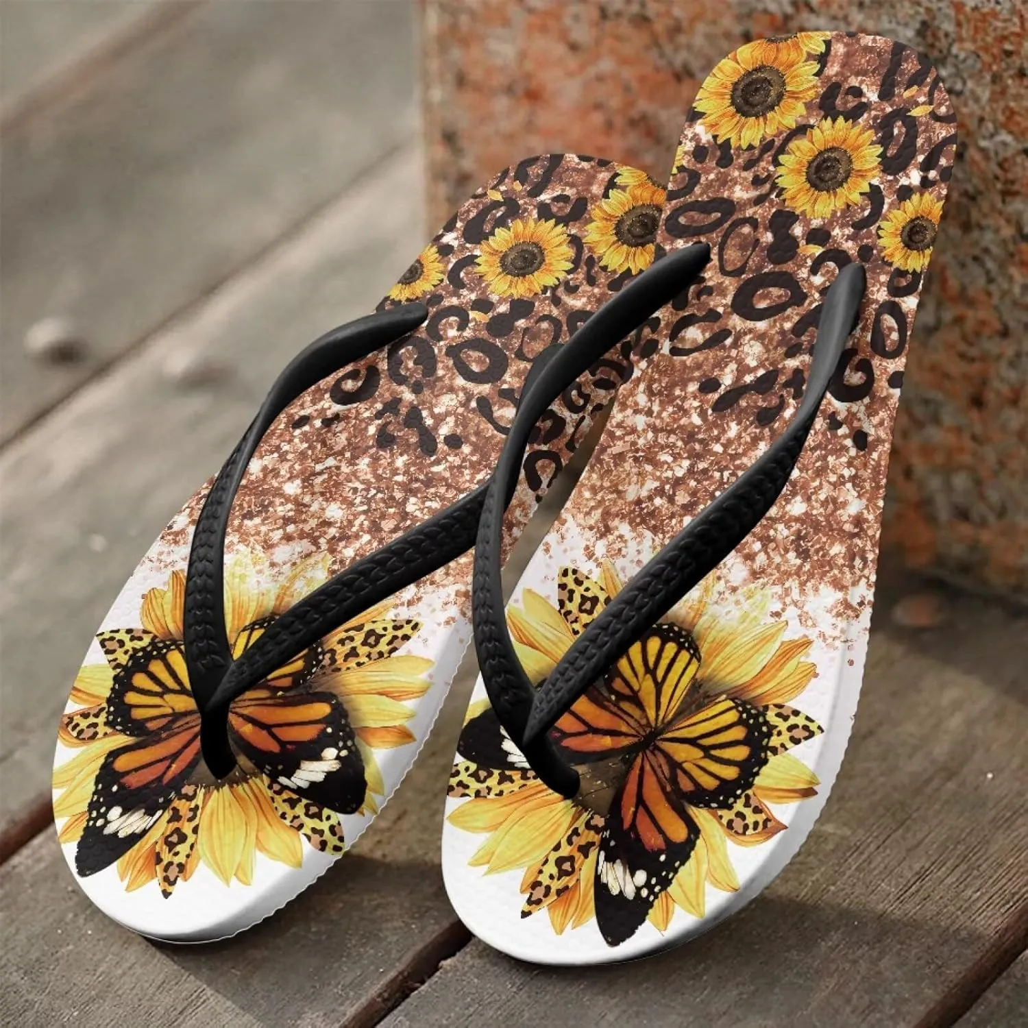 Forchrinse Custom Face Print Flip Flops for Women Funny Print Beach Slippers Arch Support Indoor Outdoor Summer Sandals