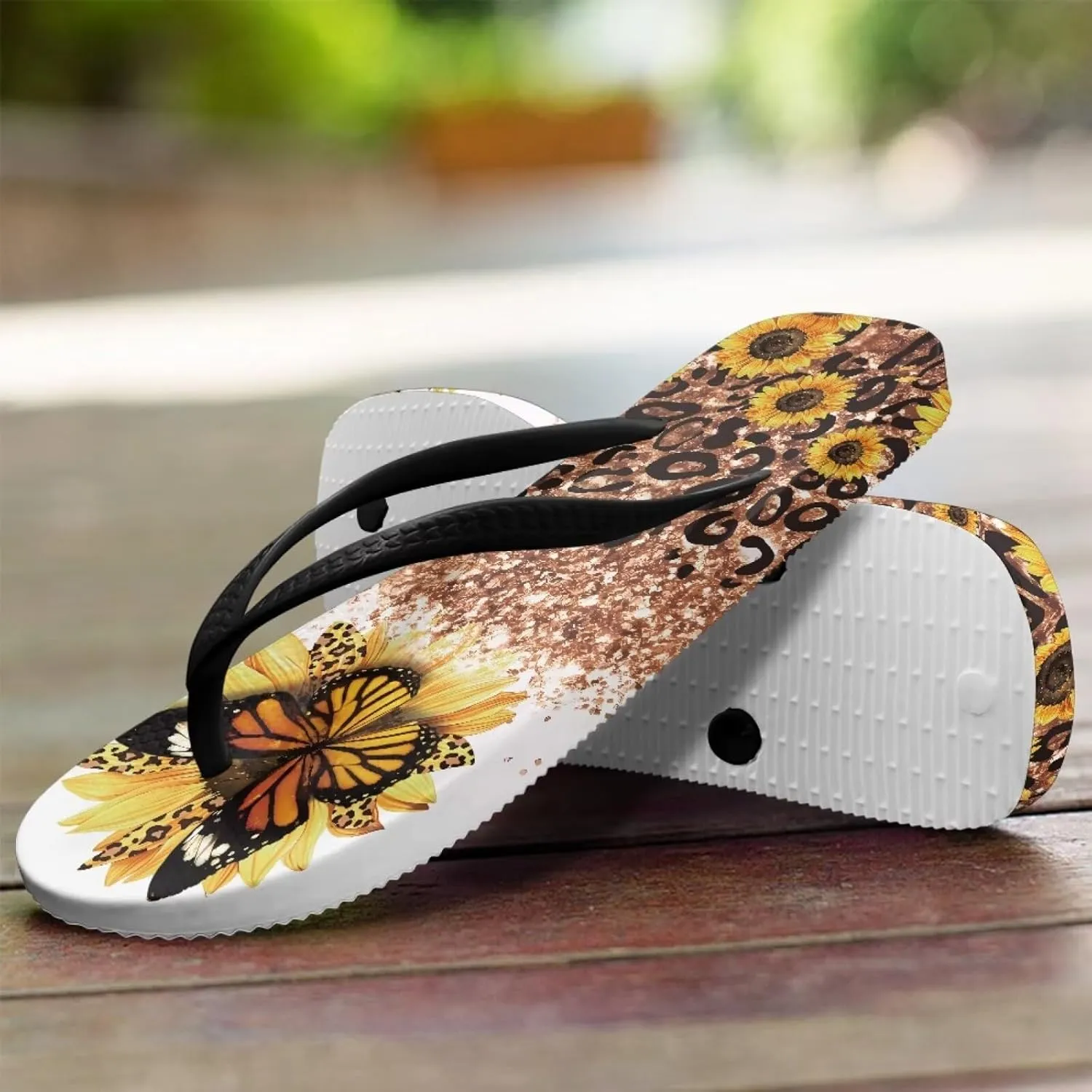 Forchrinse Custom Face Print Flip Flops for Women Funny Print Beach Slippers Arch Support Indoor Outdoor Summer Sandals