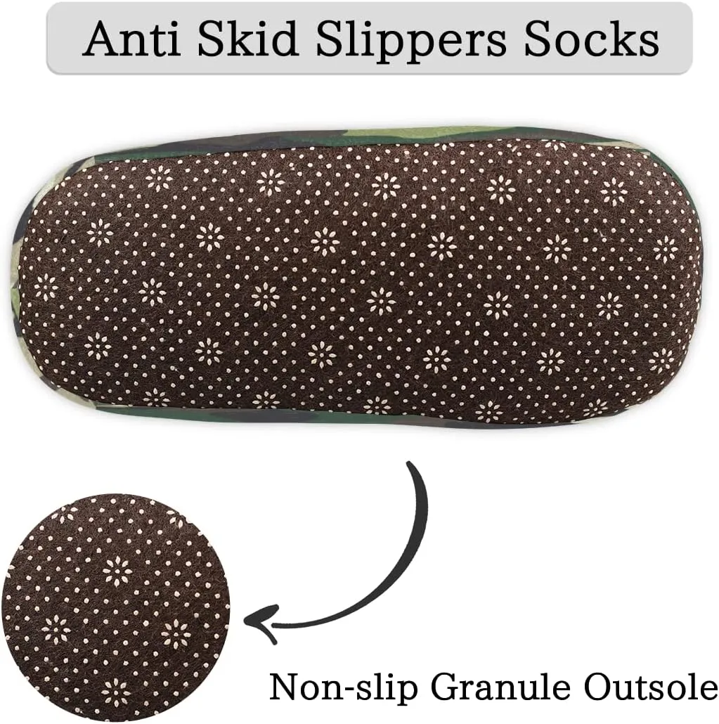 Forest Camo Women Closed Back House Slippers, Hunter Camouflage Pattern Womens Mens Winter Indoor Slippers, Soft Cozy Warm Fuzzy Memory Foam Anti-Slip Slippers