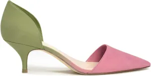 FOWT Women Closed Pointed Toe Kitten Heel Pumps Slip On Two Toned D'Orsay Low Stiletto Sandals Ladies Chic Shoes for Dress Office Party 4-16 M US