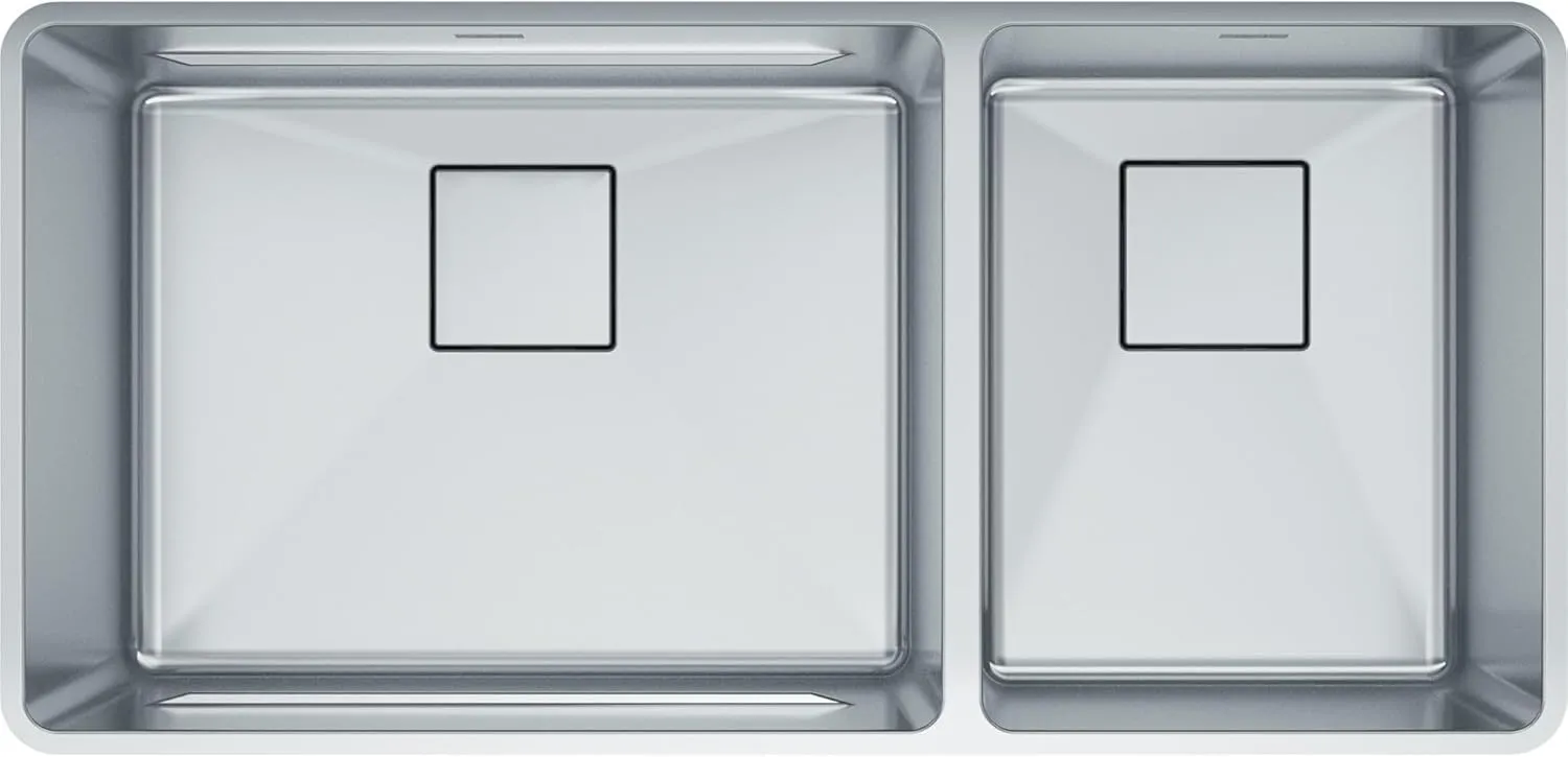 Franke Pescara 38-in. x 18-in. 18 Gauge Stainless Steel Undermount Double Bowl Kitchen Sink - PTX160-37-CA
