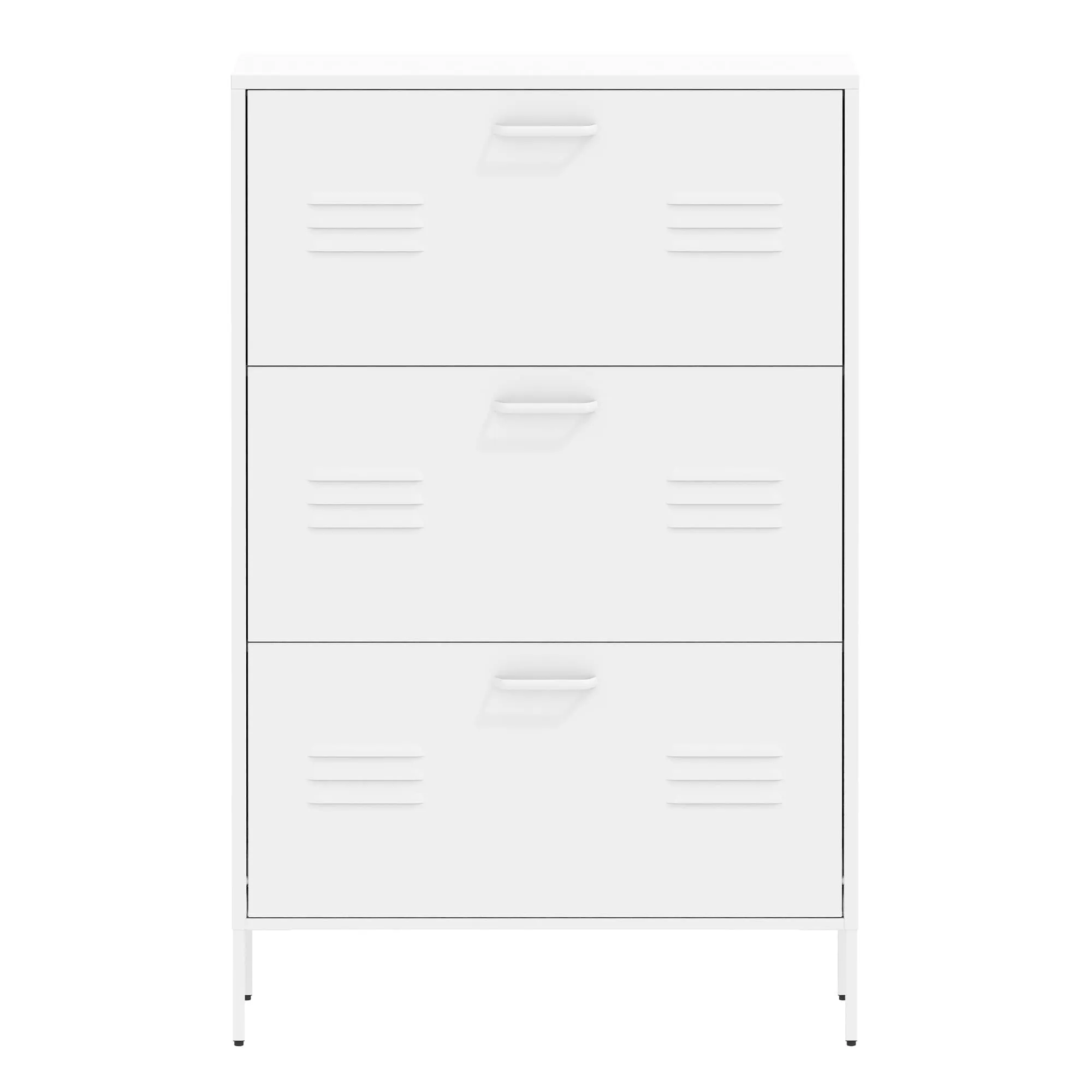 Freestanding Shoe Storage Cabinet with 3 Flip Drawers and Metal Frame