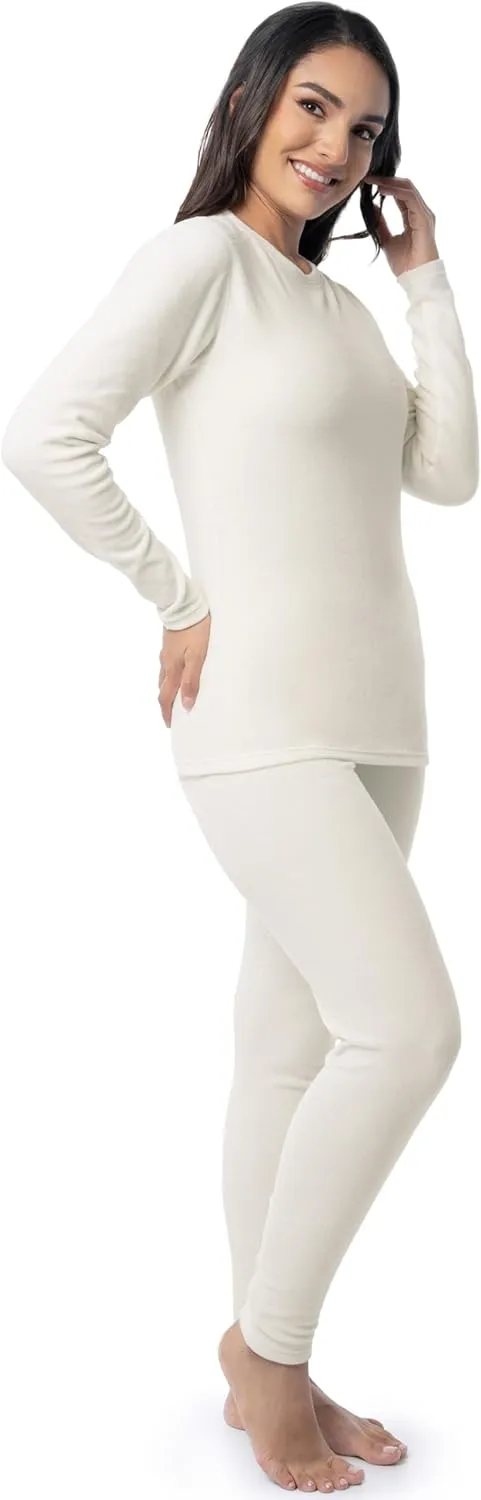 Fruit of the Loom Women's Stretch Fleece Lined Thermal Long Johns Underwear Set