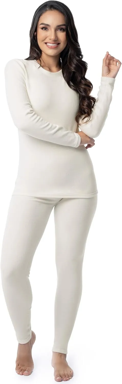 Fruit of the Loom Women's Stretch Fleece Lined Thermal Long Johns Underwear Set