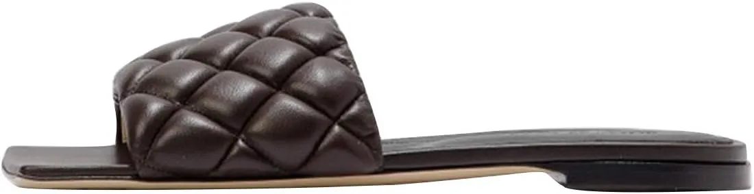 FSJ Women Fashion Open Square Toe Slide Sandals Slip on Slipper Flats Office Date Ladies Shoes