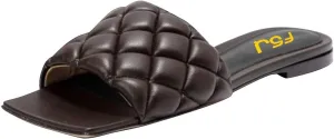 FSJ Women Fashion Open Square Toe Slide Sandals Slip on Slipper Flats Office Date Ladies Shoes