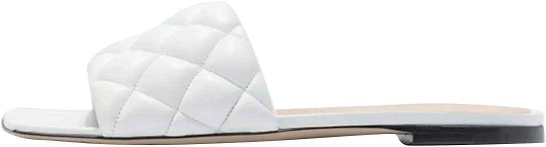 FSJ Women Fashion Open Square Toe Slide Sandals Slip on Slipper Flats Office Date Ladies Shoes