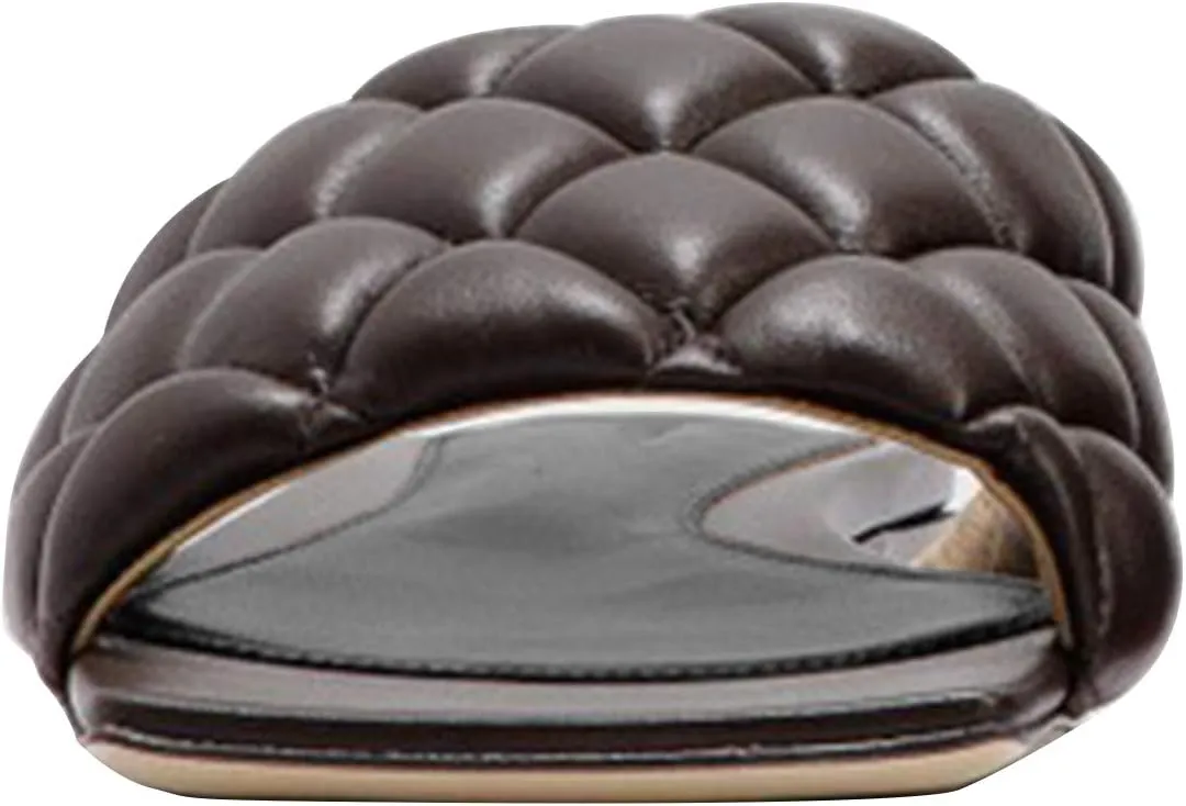 FSJ Women Fashion Open Square Toe Slide Sandals Slip on Slipper Flats Office Date Ladies Shoes