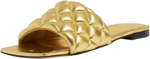 FSJ Women Fashion Open Square Toe Slide Sandals Slip on Slipper Flats Office Date Ladies Shoes