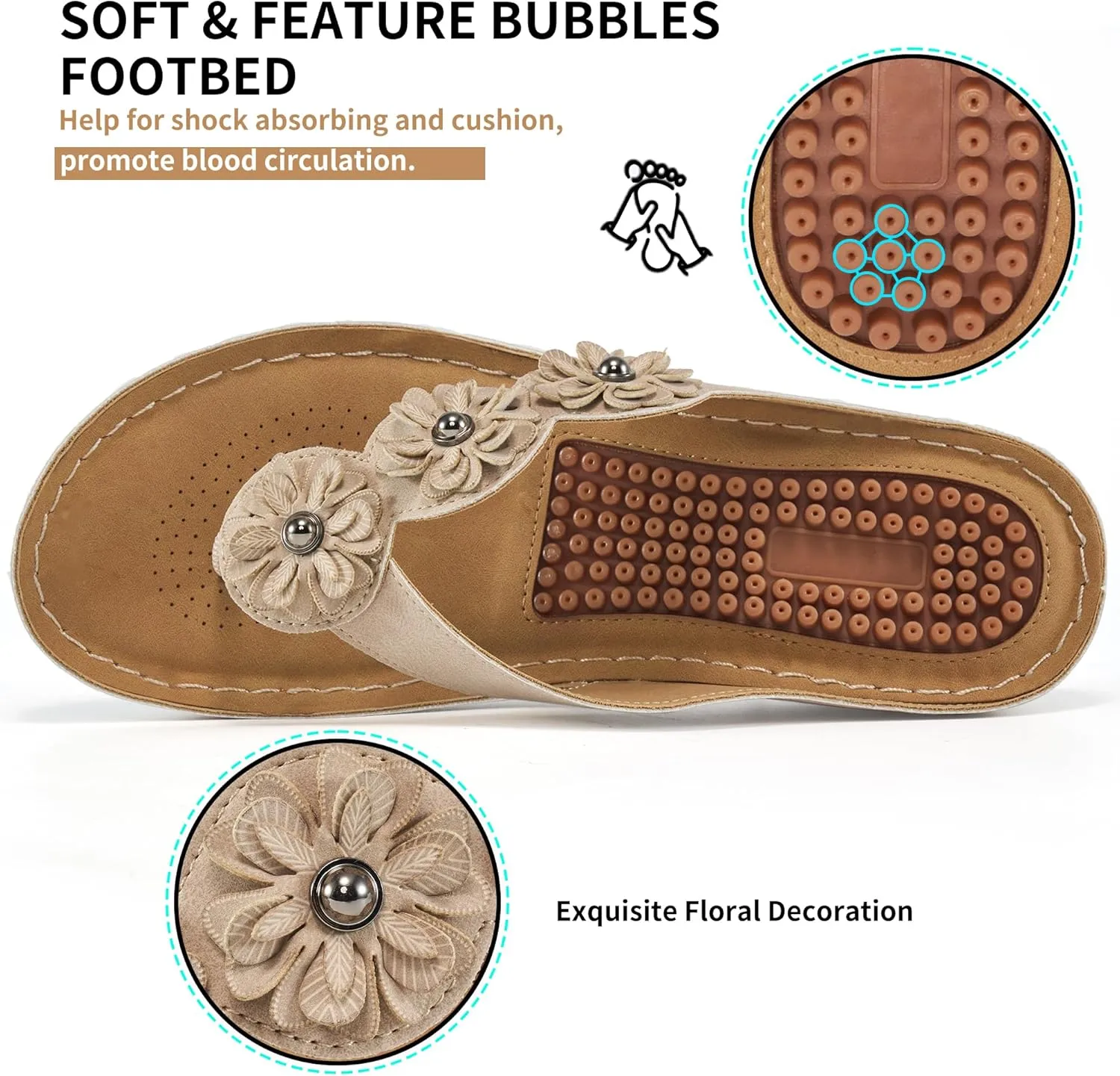 FUDYNMALC Sandals for Women Wedge Shoes: Summer Womens Platform Flip Flops Comfortable Casual Dressy Wedges Sandal