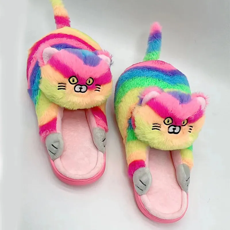 Funny Cat Cute Cartoon Shorthair Plush Slippers