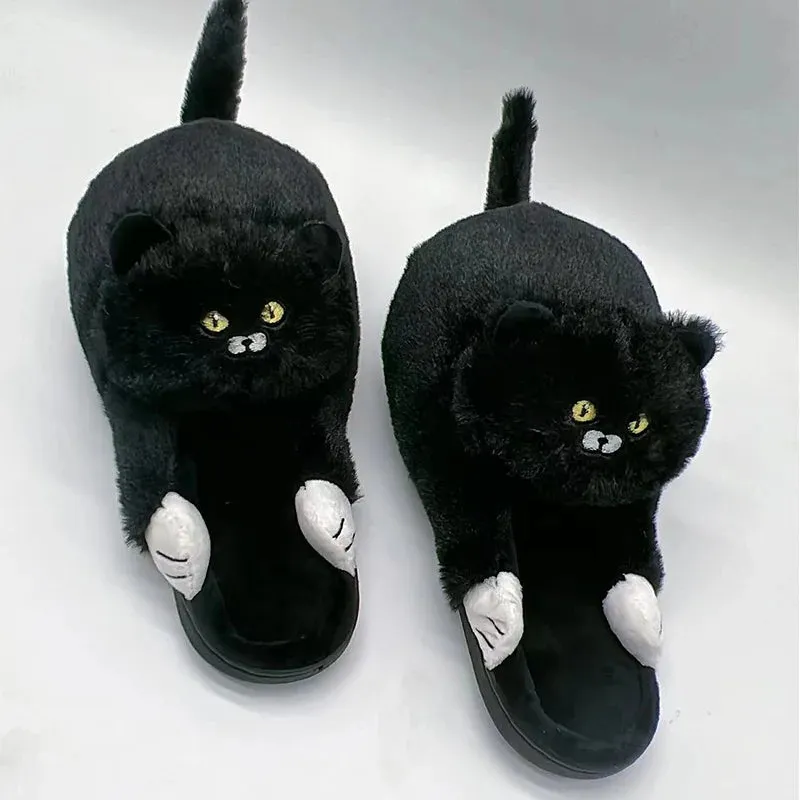 Funny Cat Cute Cartoon Shorthair Plush Slippers