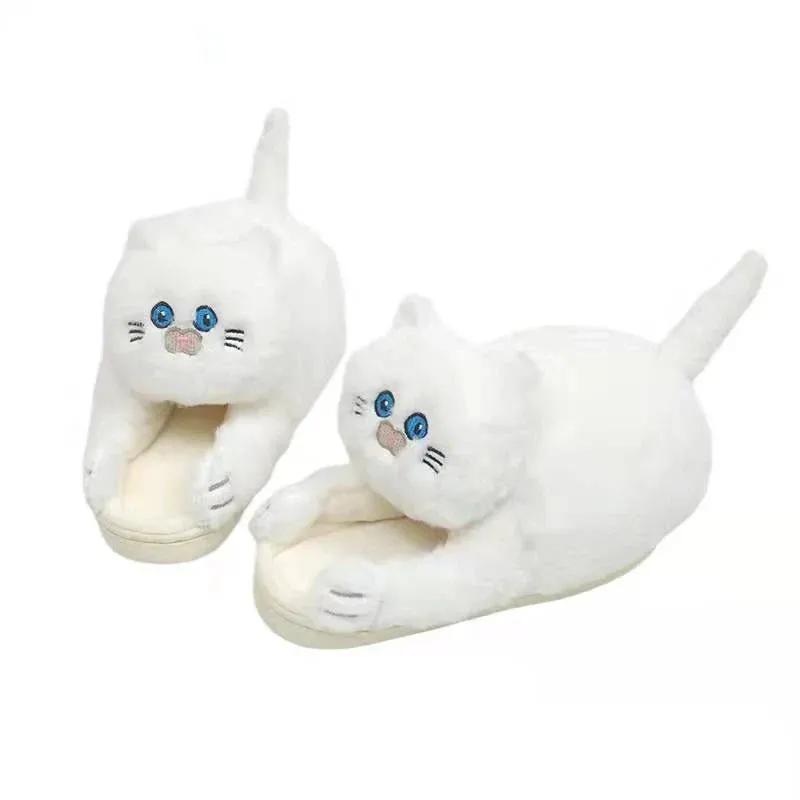 Funny Cat Cute Cartoon Shorthair Plush Slippers