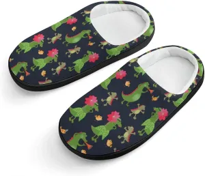 Funny Crocodiles And Little Birds Boys And Girls Home Printed Cotton Slippers Non-slip Soft And Warm 32-33