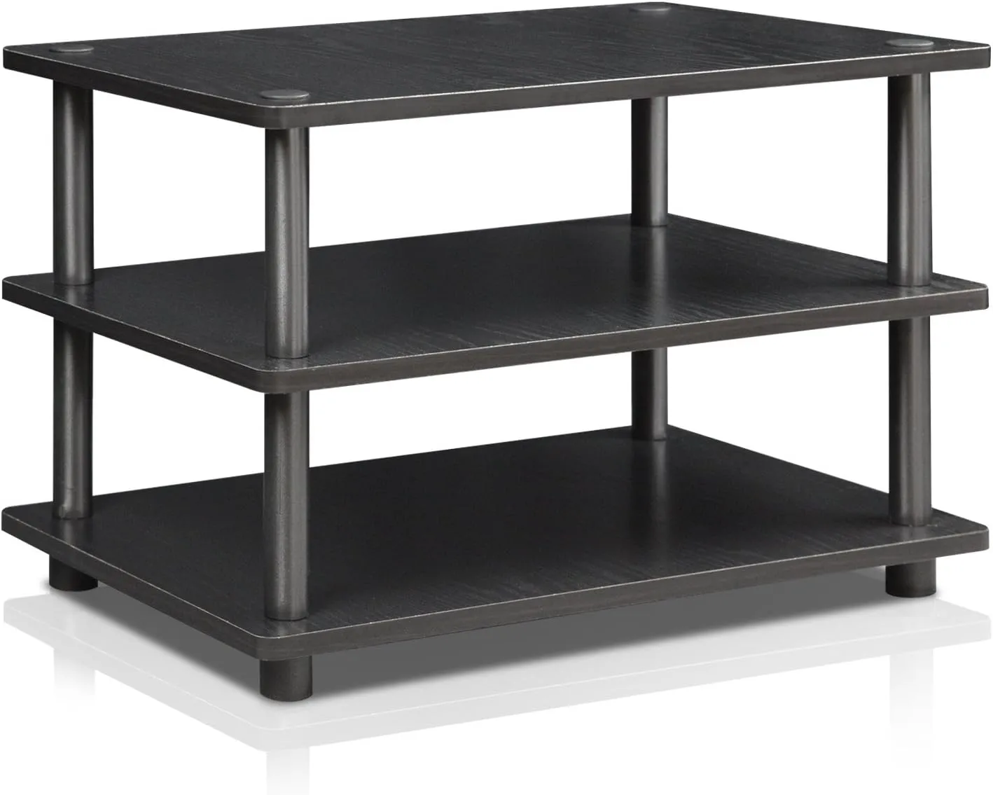 FURINNO Turn-N-Tube Easy Assembly 3-Tier Corner TV Stand, Blackwood/Black