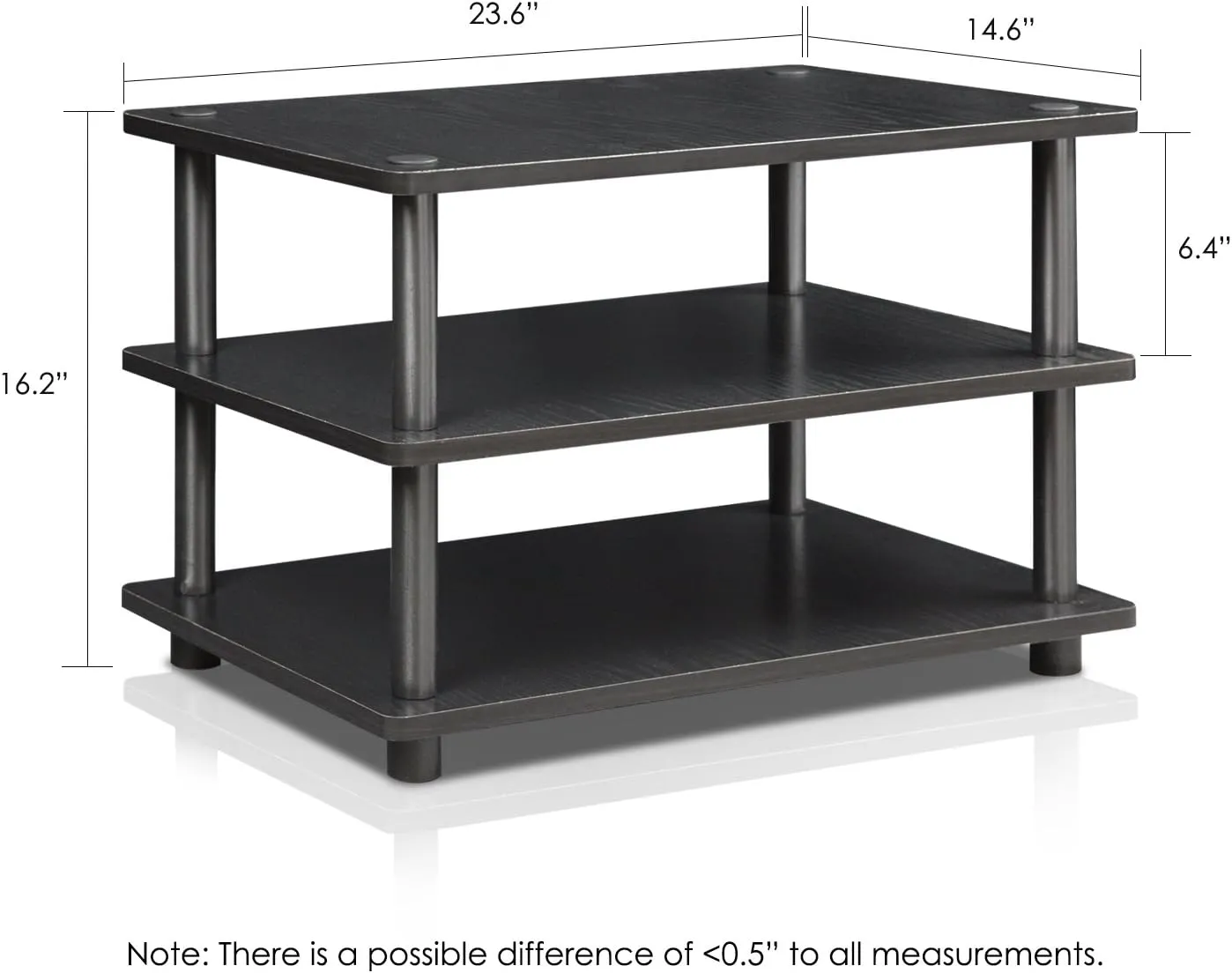 FURINNO Turn-N-Tube Easy Assembly 3-Tier Corner TV Stand, Blackwood/Black