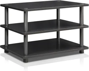 FURINNO Turn-N-Tube Easy Assembly 3-Tier Corner TV Stand, Blackwood/Black