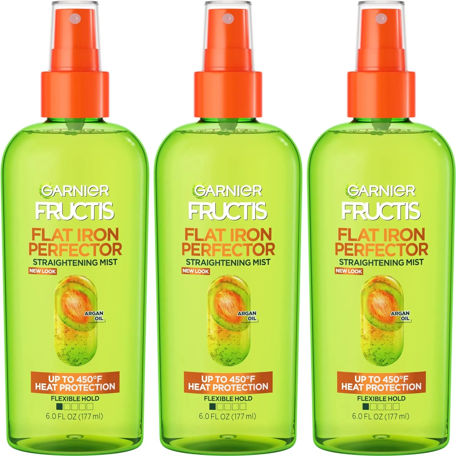 Garnier Fructis Style Flat Iron Perfector Straightening Mist for Heat Protection, Argan Oil, 6.0 Fl Oz, 3 Count (Packaging May Vary)