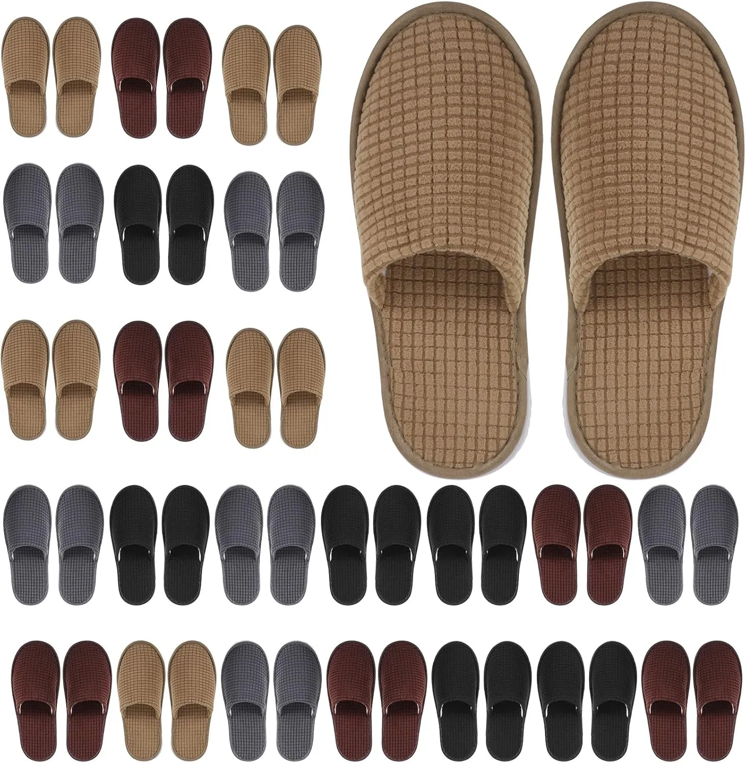 Geyoga 24 Pairs House Slipper for Guest Washable Reusable Soft Non Slip Disposable Slipper for Travel Hotel Spa Wedding Party Shoeless Home Coral Fleece