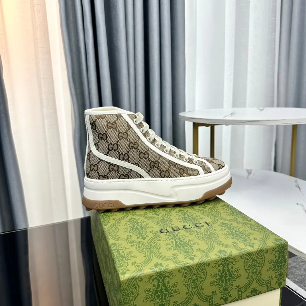 GG Innovative FLATFORM BROWN Best deal SNEAKER TOP Gucci CANVAS HIGH LIGHT