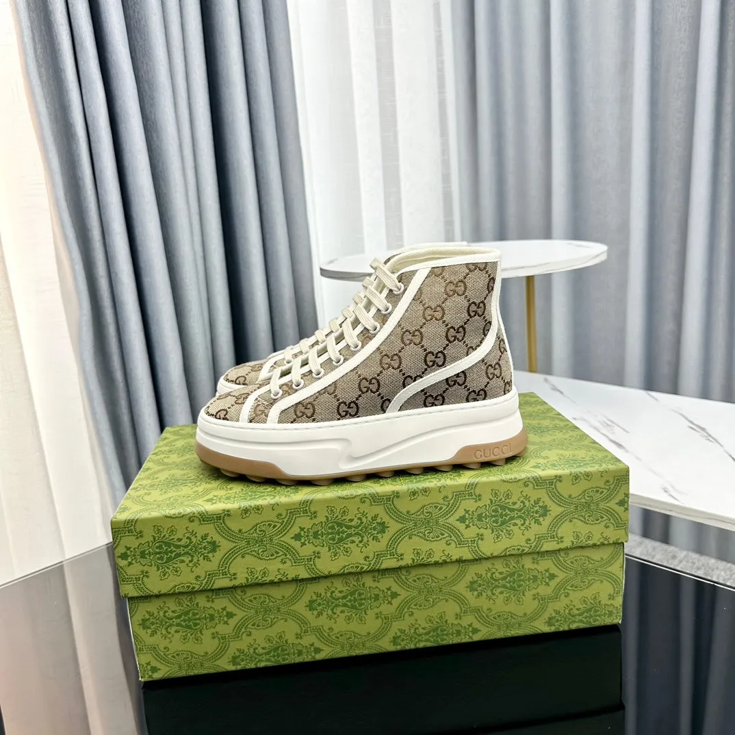 GG Innovative FLATFORM BROWN Best deal SNEAKER TOP Gucci CANVAS HIGH LIGHT